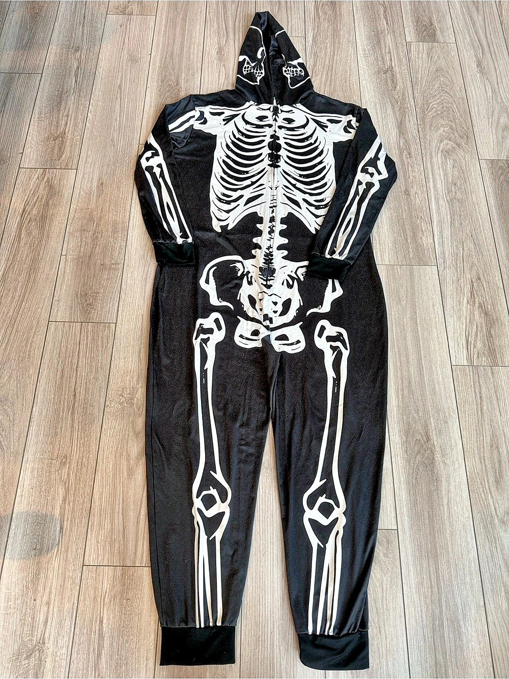 Tipsy Elves Men’s Skeleton Halloween Jumpsuit Onesie Size Large L Black Costume
